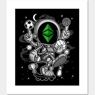 Astronaut Skate Ethereum Classic ETH Coin To The Moon Crypto Token Cryptocurrency Blockchain Wallet Birthday Gift For Men Women Kids Posters and Art